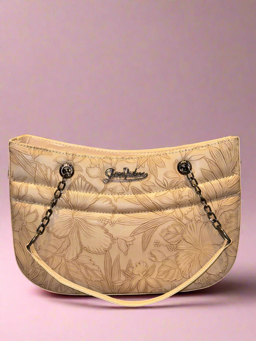 Embossed Floral Shoulder Bag – Timeless Elegance & Style