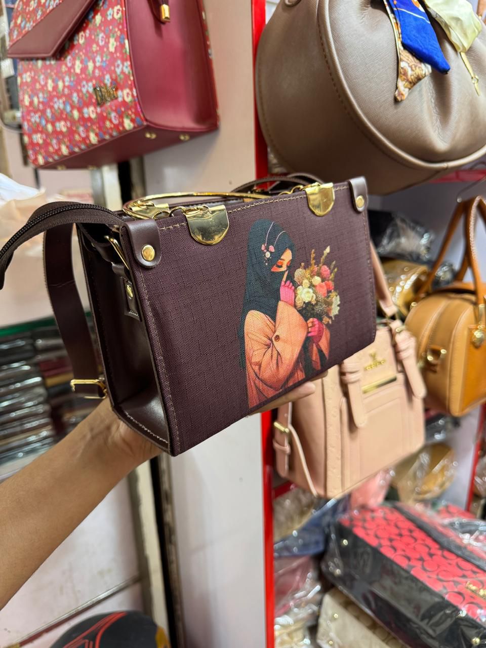 Elegant Brown Artistic Tote Bag – Modest Girl Floral Design